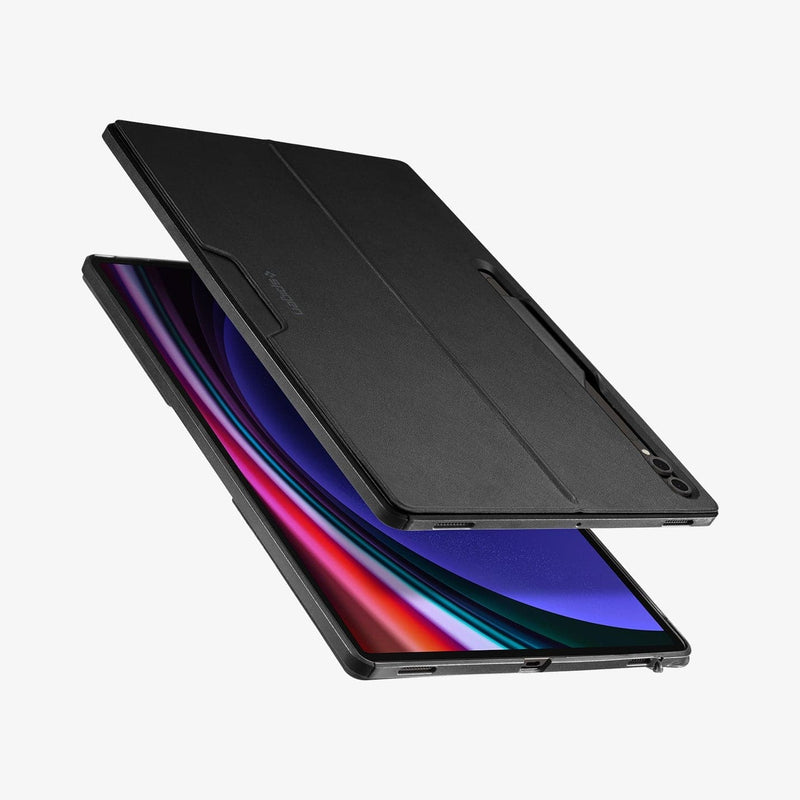 ACS06834 - Galaxy Tab S9 Ultra Case Thin Fit Pro in black showing the front, back and sides