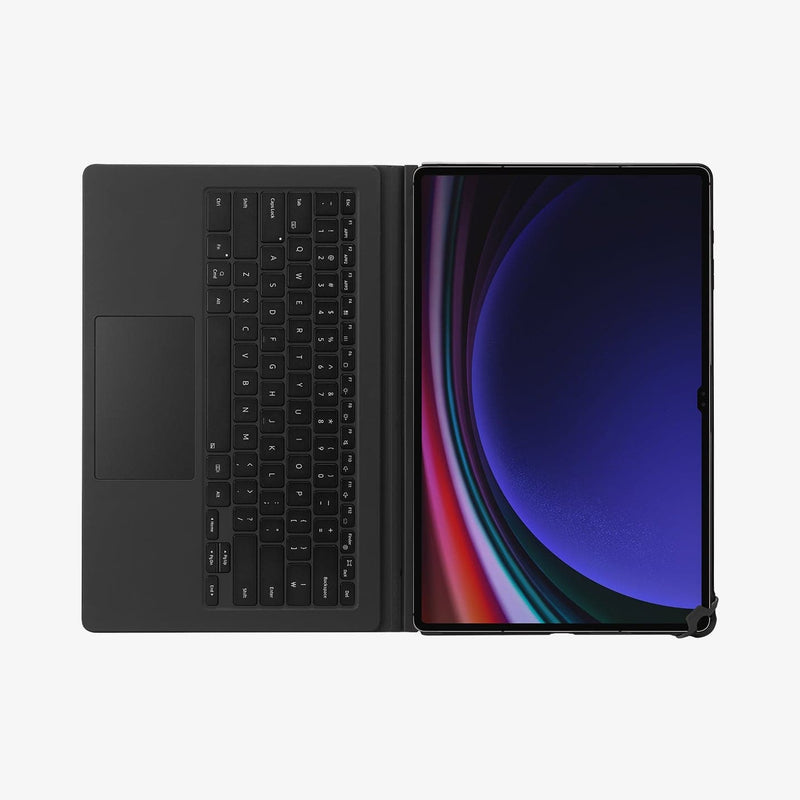ACS06834 - Galaxy Tab S9 Ultra Case Thin Fit Pro in black showing the front with keyboard attached