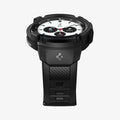 ACS03833 - Galaxy Watch 4 Classic (42mm) Case Rugged Armor Pro in black showing the bottom and front