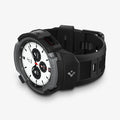ACS03653 - Galaxy Watch 4 Classic (42mm) Case Rugged Armor Pro in charcoal gray showing the front and bottom with watch laid on its side