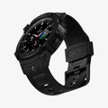 ACS03832 - Galaxy Watch 4 Classic (46mm) Case Rugged Armor Pro in black showing the front, bottom and inside of band