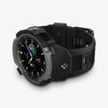 ACS03652 - Galaxy Watch 4 Classic (46mm) Case Rugged Armor Pro in charcoal gray showing the front and bottom with watch laid on its side