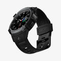 ACS03652 - Galaxy Watch 4 Classic (46mm) Case Rugged Armor Pro in charcoal gray showing the front, bottom and inside of band