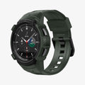 ACS04326 - Galaxy Watch 4 Classic (46mm) Case Rugged Armor Pro in military green showing the front and inside of band