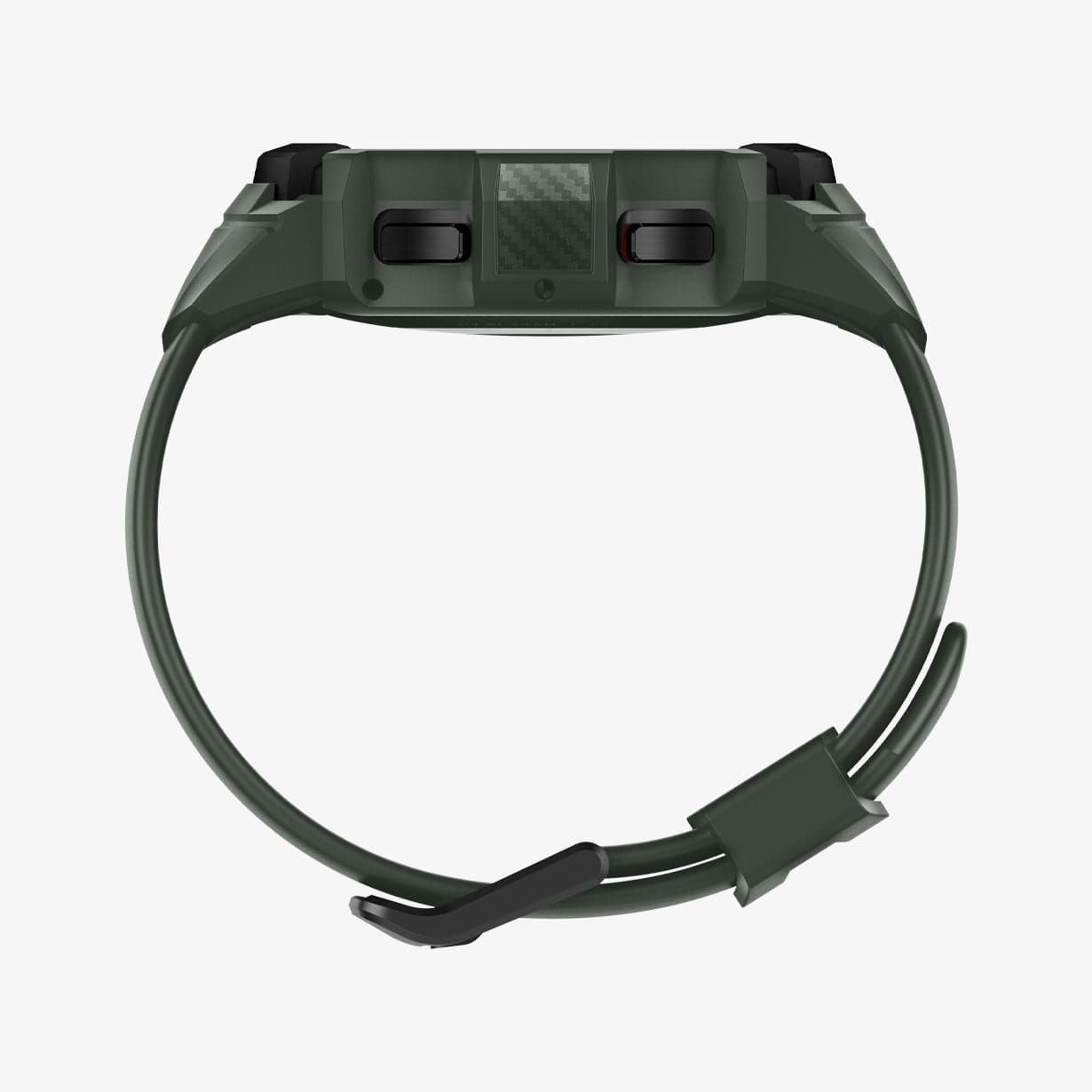 ACS04326 - Galaxy Watch 4 Classic (46mm) Case Rugged Armor Pro in military green showing the side