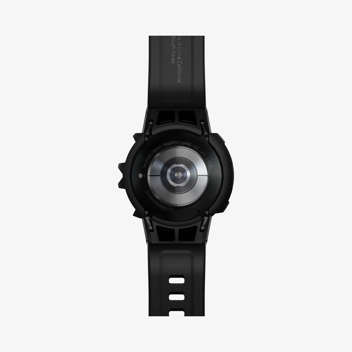 ACS03831 - Galaxy Watch 5/4 (40mm) Case Rugged Armor Pro in black showing the back with watch band laid out flat