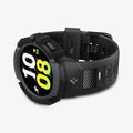 ACS03165 - Galaxy Watch 5/4 (40mm) Case Rugged Armor Pro in charcoal gray showing the front and bottom with watch laid on its side