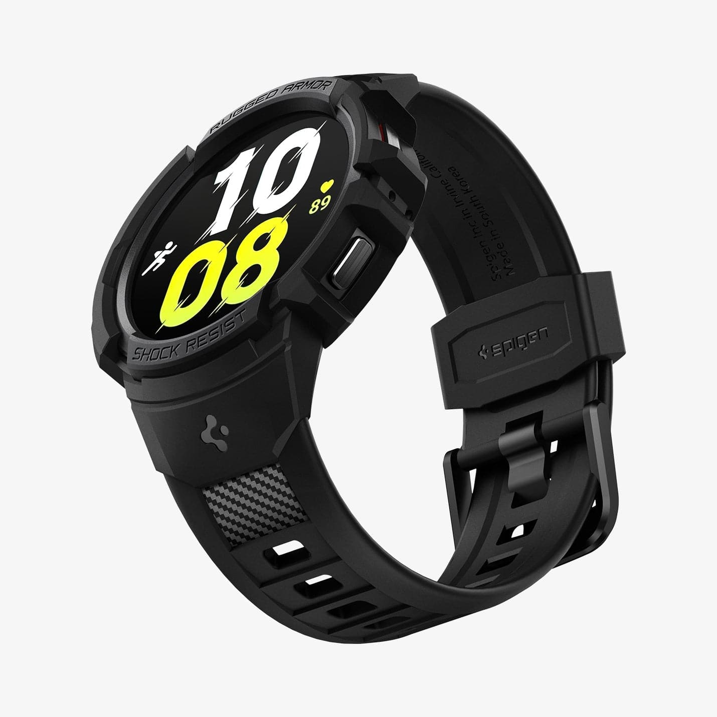 ACS03830 - Galaxy Watch 5/4 (44mm) Case Rugged Armor Pro in black showing the front, bottom and inside of band