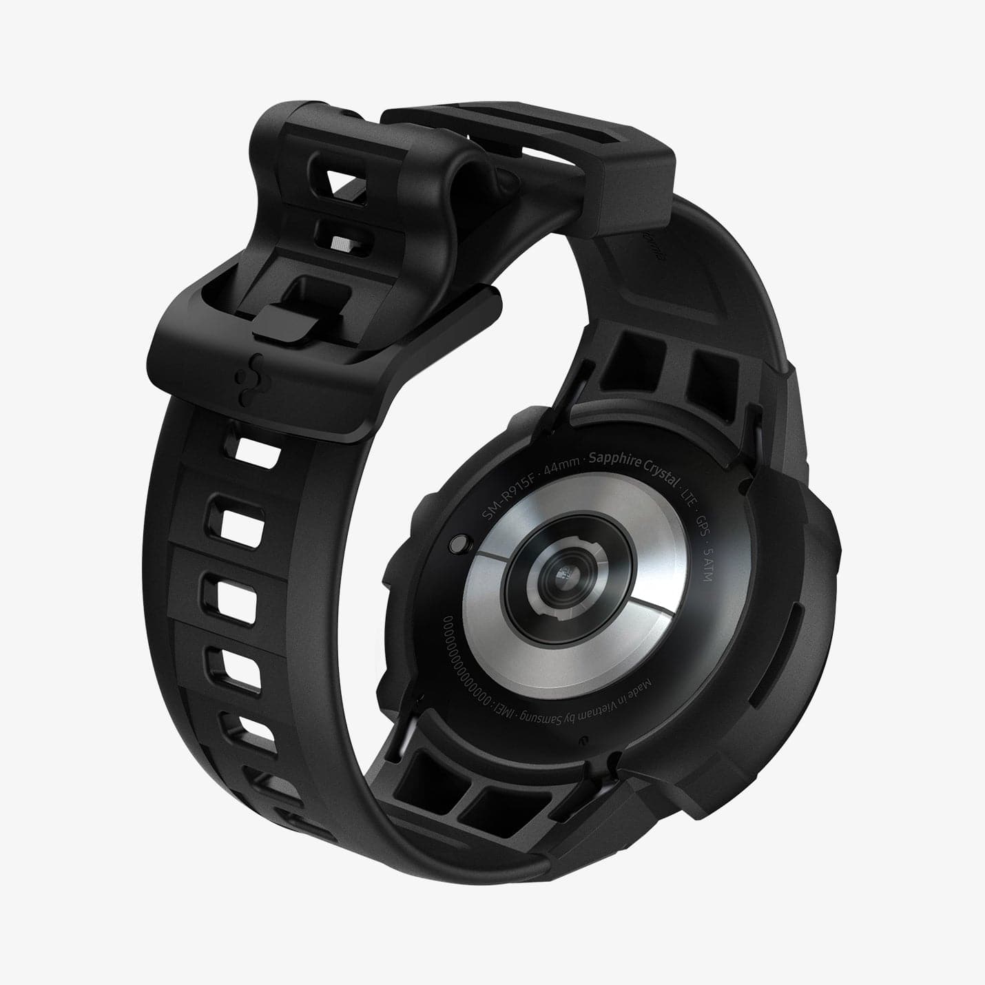 ACS03164 - Galaxy Watch 5/4 (44mm) Case Rugged Armor Pro in charcoal gray showing the back and inside of band