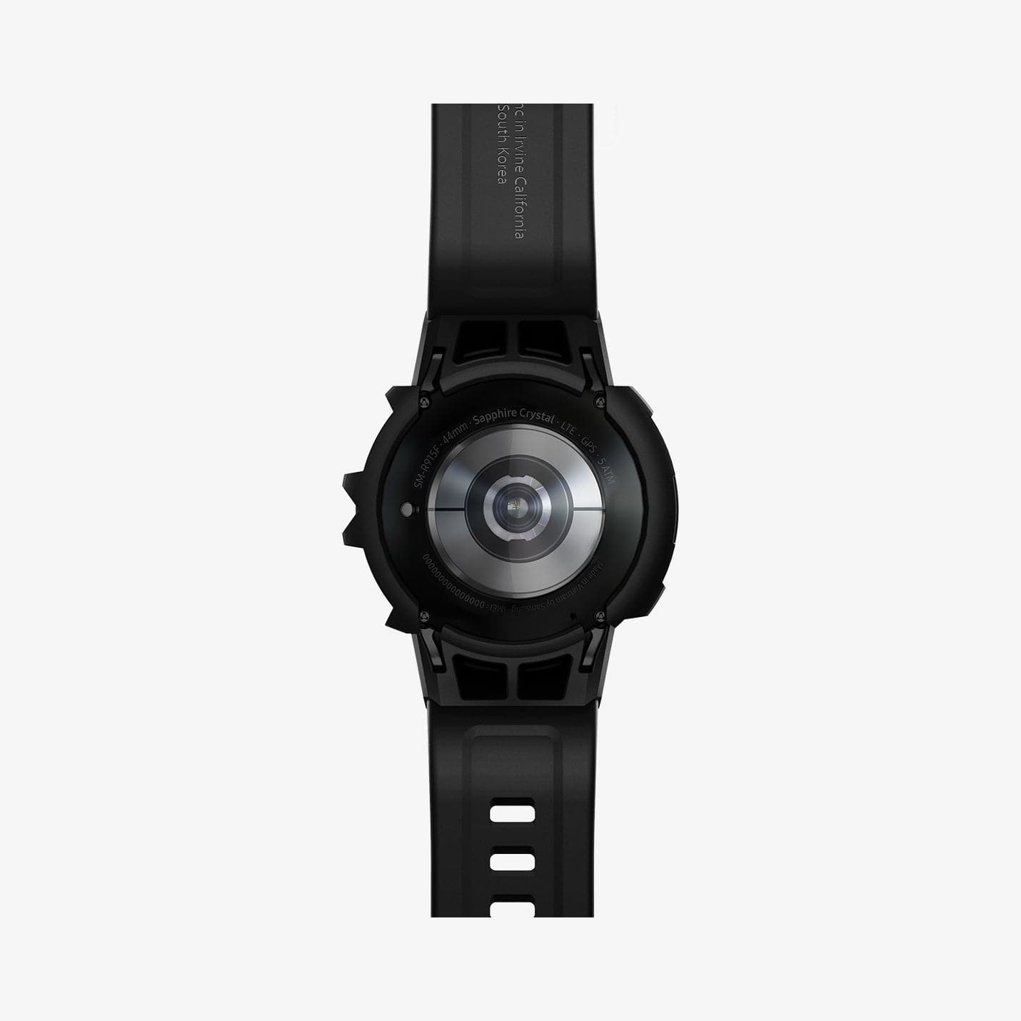 ACS03164 - Galaxy Watch 5/4 (44mm) Case Rugged Armor Pro in charcoal gray showing the back with watch band laid out flat