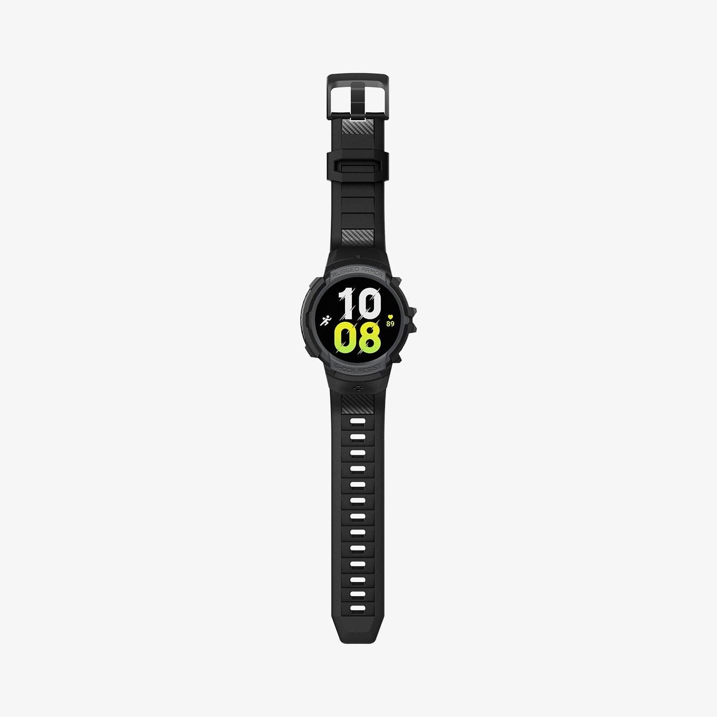 ACS03164 - Galaxy Watch 5/4 (44mm) Case Rugged Armor Pro in charcoal gray showing the front with watch band laid out flat