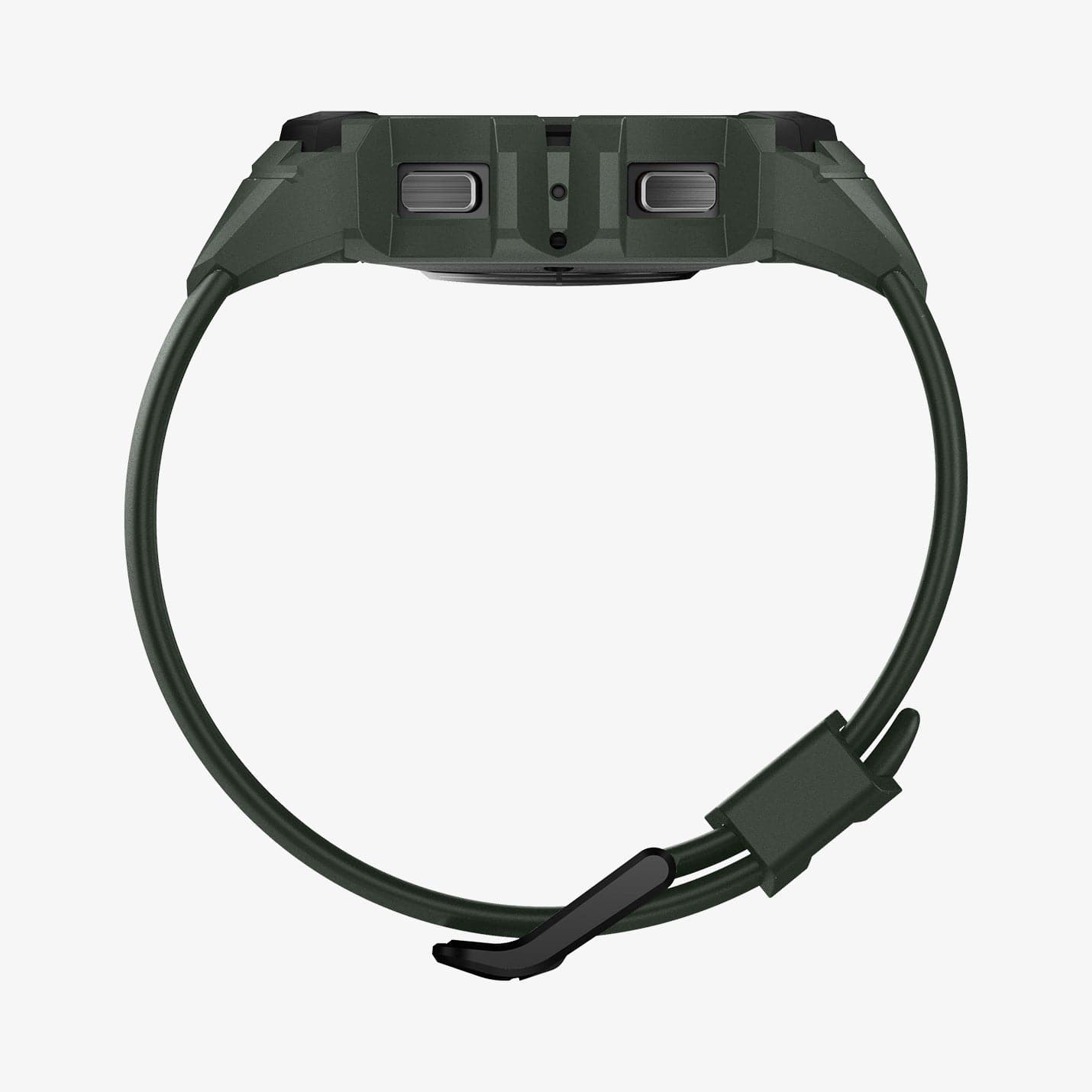 ACS04325 - Galaxy Watch 5/4 (44mm) Case Rugged Armor Pro in military green showing the side