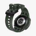 ACS04325 - Galaxy Watch 5/4 (44mm) Case Rugged Armor Pro in military green showing the back and inside of band