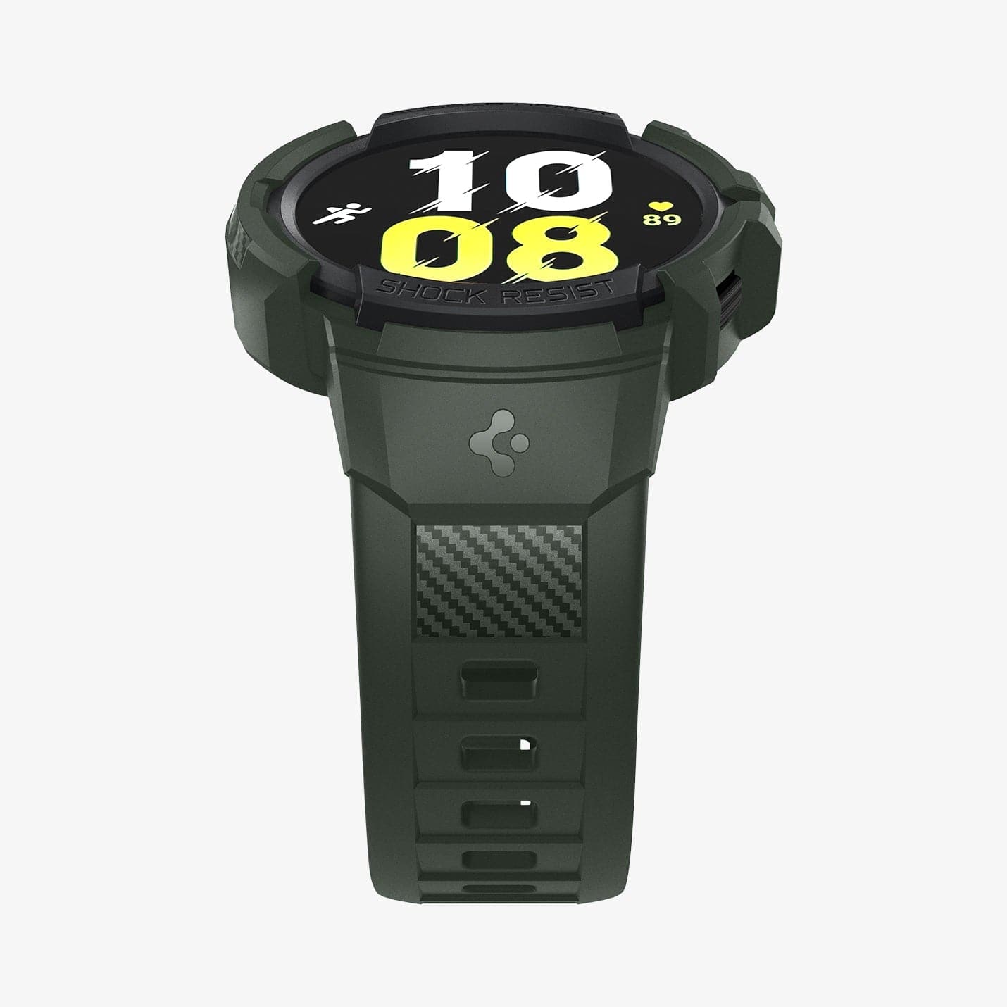 ACS04325 - Galaxy Watch 5/4 (44mm) Case Rugged Armor Pro in military green showing the bottom and front