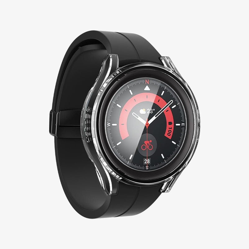 ACS05400 - Galaxy Watch 5 Pro (45mm) Case Thin Fit Glass in crystal clear showing the front and inside of band