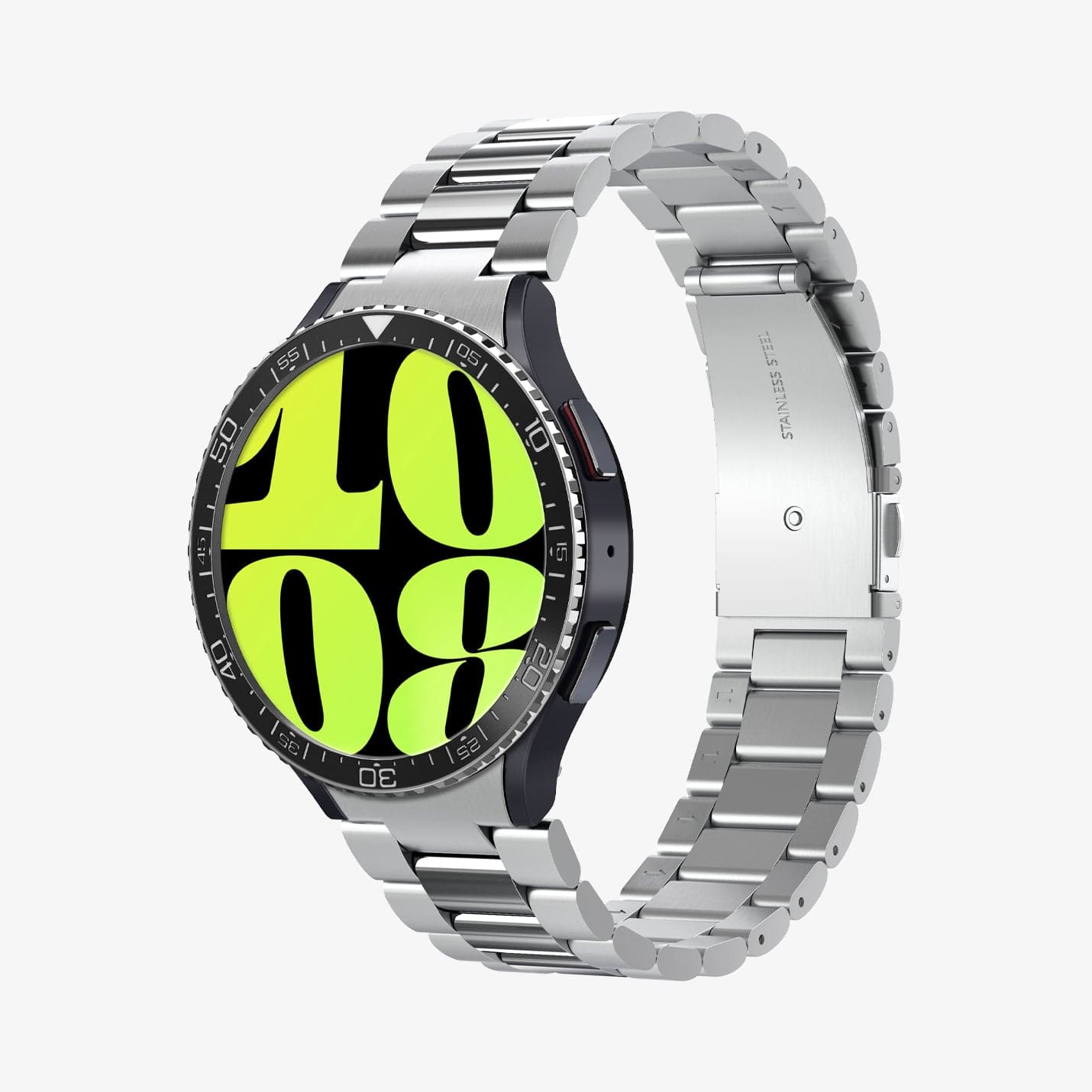 ACS06865 - Galaxy Watch 6 (44mm) Bezel Tune in black showing the front and side