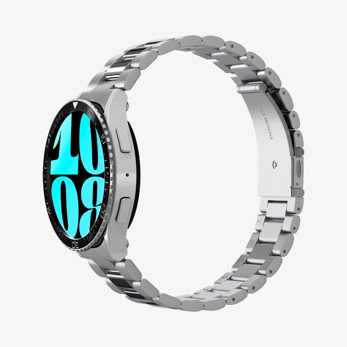ACS06865 - Galaxy Watch 6 (44mm) Bezel Tune in black showing the front, side and inside of band