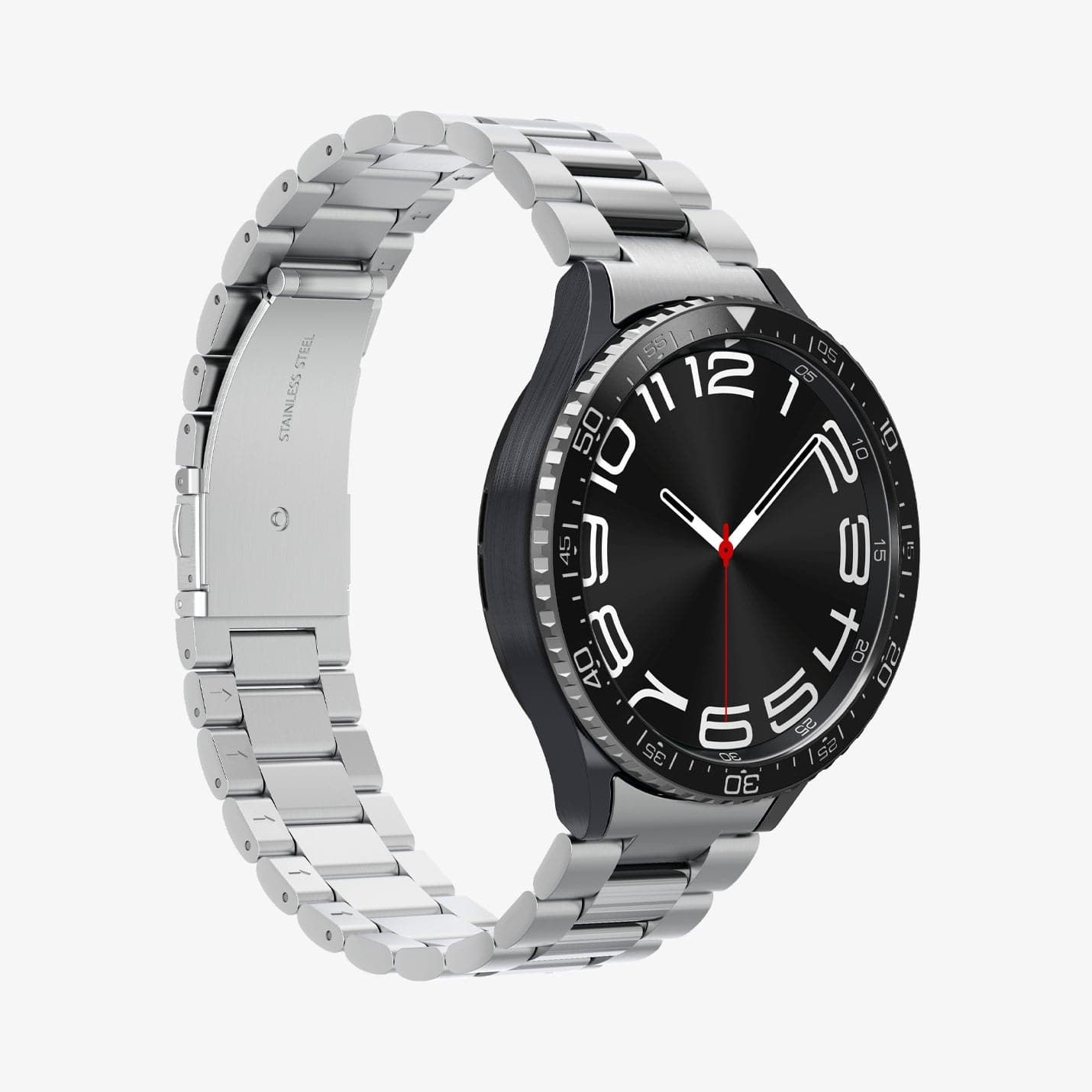 ACS06863 - Galaxy Watch 6 Classic (43mm) Bezel Tune in black showing the front and partial side