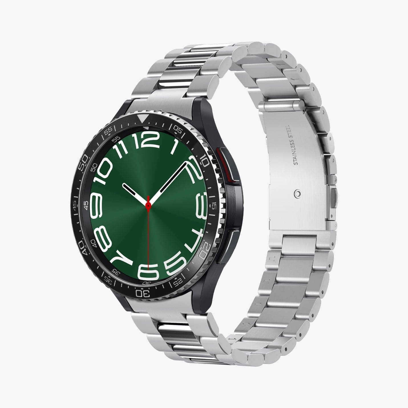 ACS06864 - Galaxy Watch 6 Classic (47mm) Bezel Tune in black showing the front, side and inside of band
