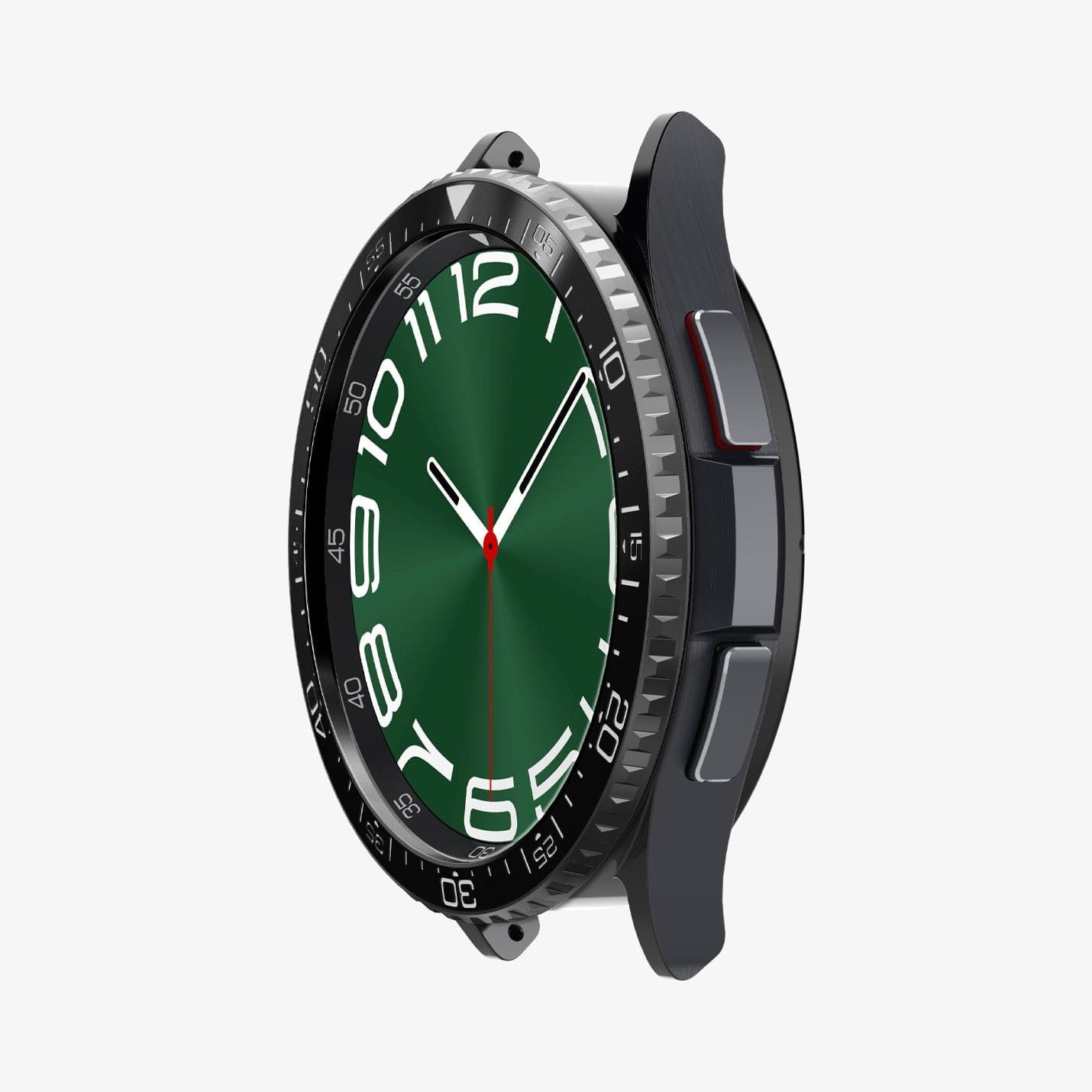 ACS06864 - Galaxy Watch 6 Classic (47mm) Bezel Tune in black showing the front and side of watch face