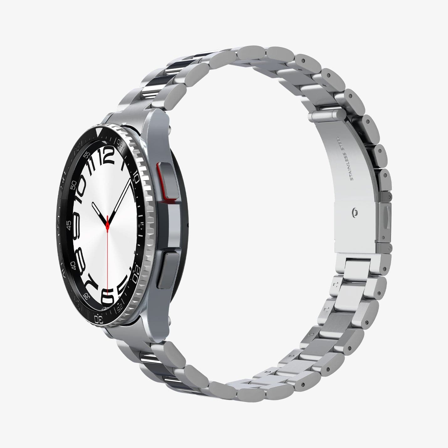 ACS06864 - Galaxy Watch 6 Classic (47mm) Bezel Tune in black showing the side, partial front and inside of band