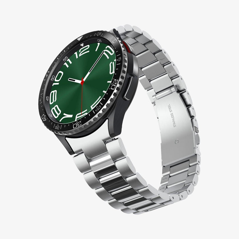 ACS06864 - Galaxy Watch 6 Classic (47mm) Bezel Tune in black showing the front, side and bottom
