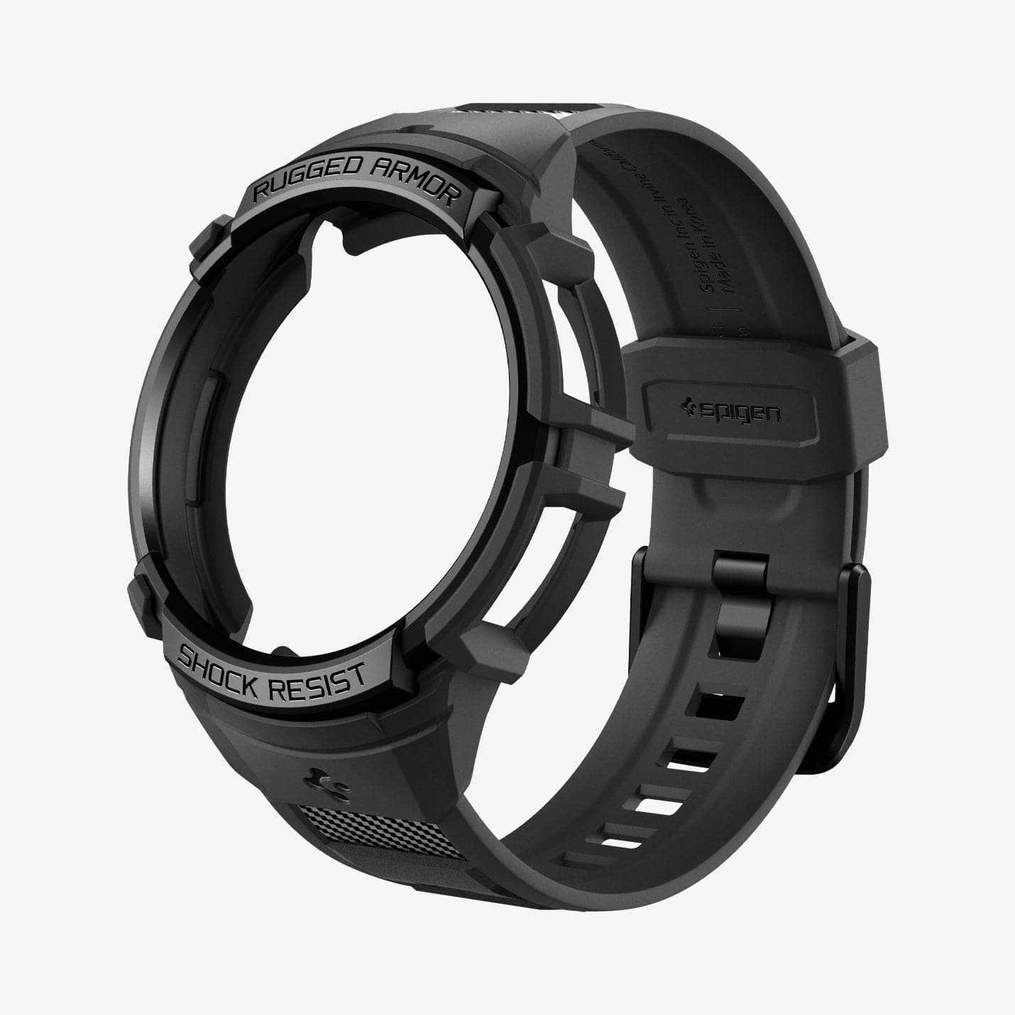 ACS06488 - Galaxy Watch 6 Classic (47mm) Case Rugged Armor Pro in black showing the front with no watch face inside
