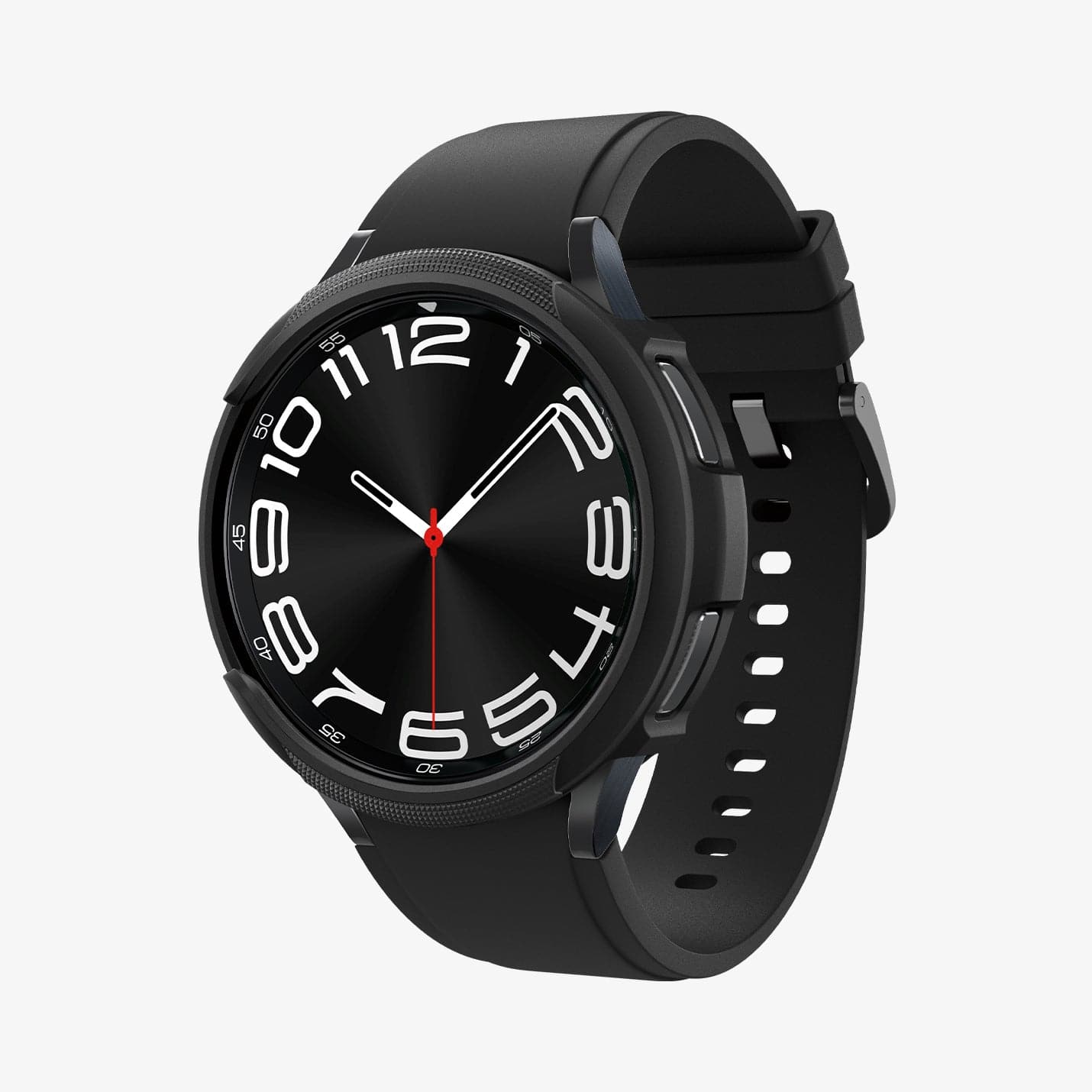 ACS06395 - Galaxy Watch 6 Classic (43mm) Case Liquid Air in matte black showing the front and partial inside of band