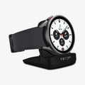 AMP05302 - Galaxy Watch Night Stand S353 in black showing the front and side with watch on stand