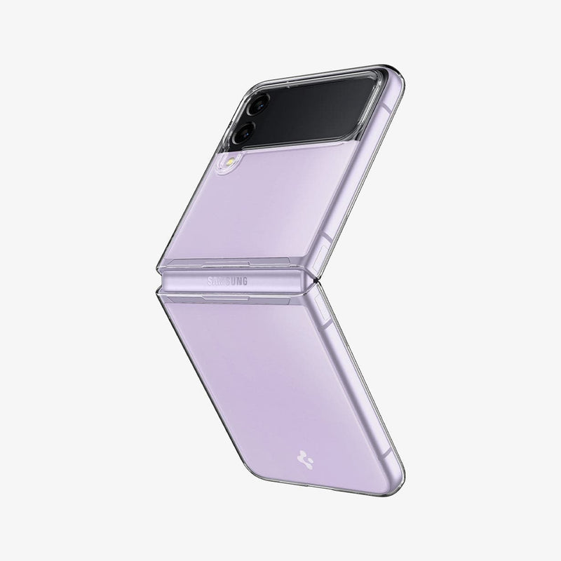 ACS03085 - Galaxy Z Flip 3 Case AirSkin in crystal clear showing the back and side