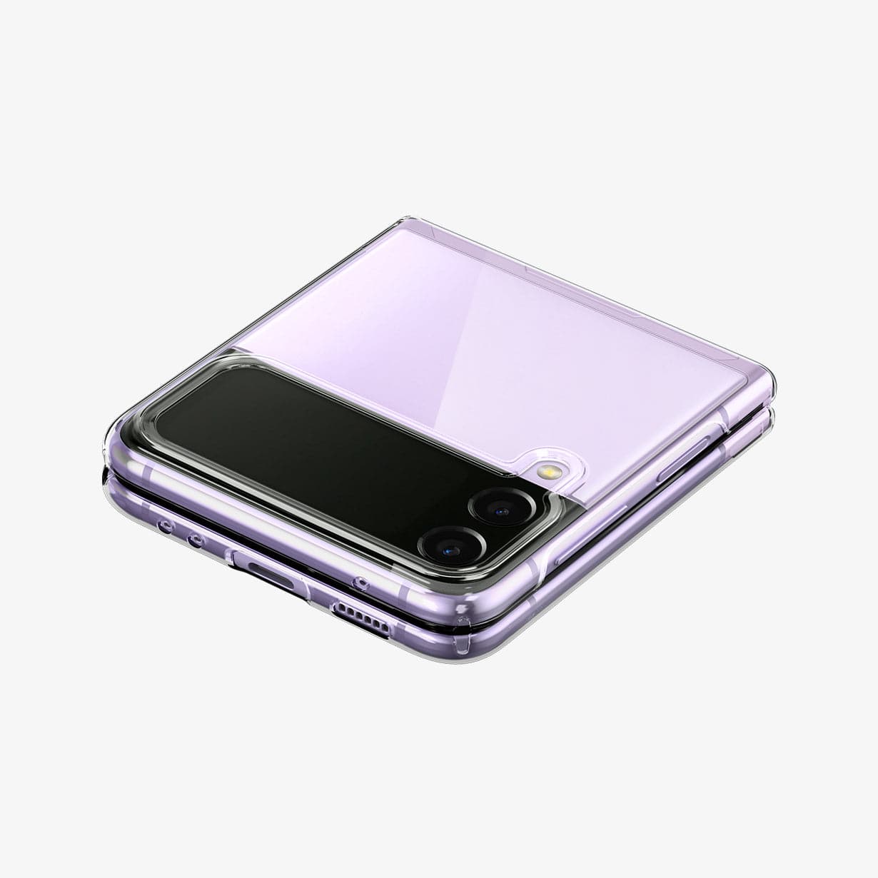 ACS03085 - Galaxy Z Flip 3 Case AirSkin in crystal clear showing the back, side, top and bottom with device fully closed