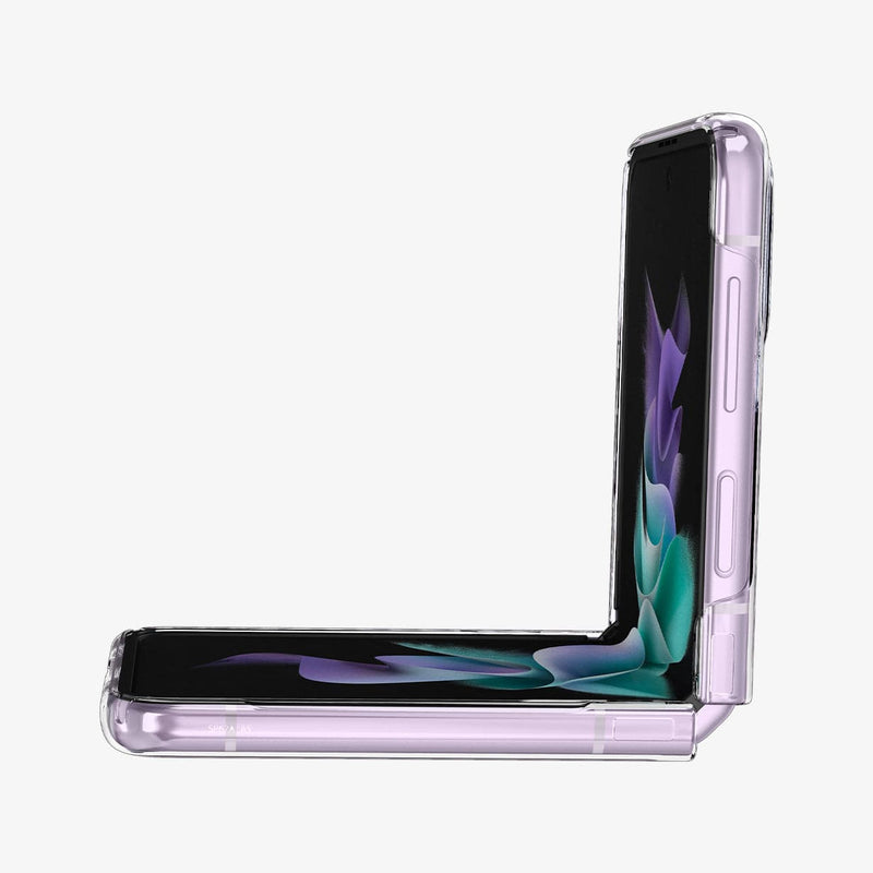 ACS03085 - Galaxy Z Flip 3 Case AirSkin in crystal clear showing the side and inside