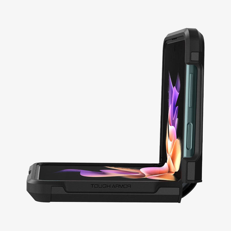 ACS03082 - Galaxy Z Flip 3 Case Tough Armor in black showing the side and inside
