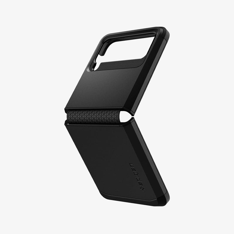 ACS03082 - Galaxy Z Flip 3 Case Tough Armor in black showing the back and side with no device