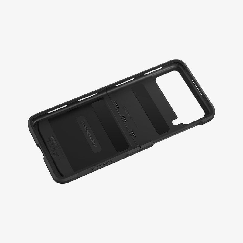 ACS03082 - Galaxy Z Flip 3 Case Tough Armor in black showing the inside with case fully open