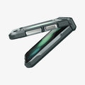 ACS06228 - Galaxy Z Flip 5 Case Tough Armor Pro in abyss green showing the side and partial inside with device slightly open