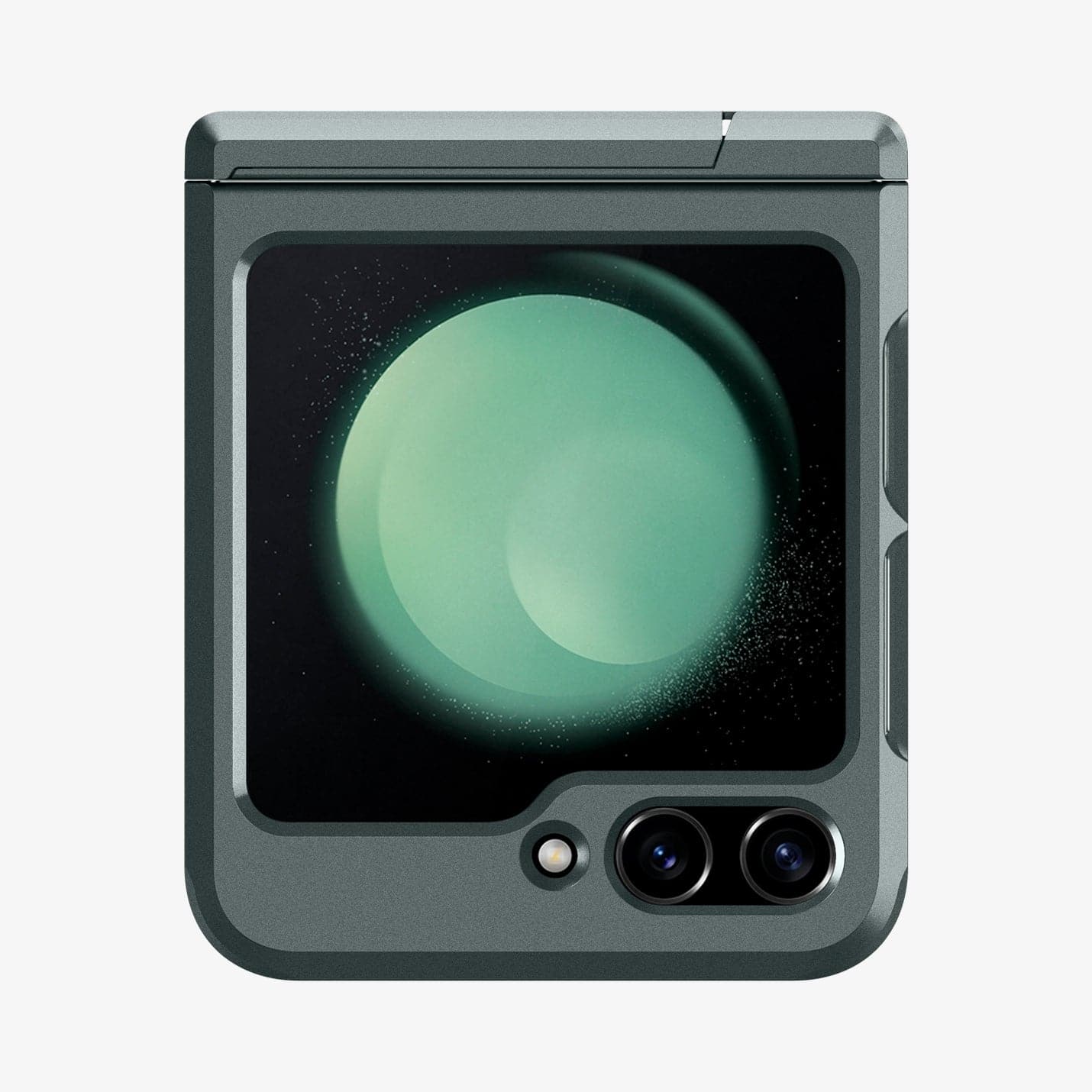 ACS06228 - Galaxy Z Flip 5 Case Tough Armor Pro in abyss green showing the back with device folded