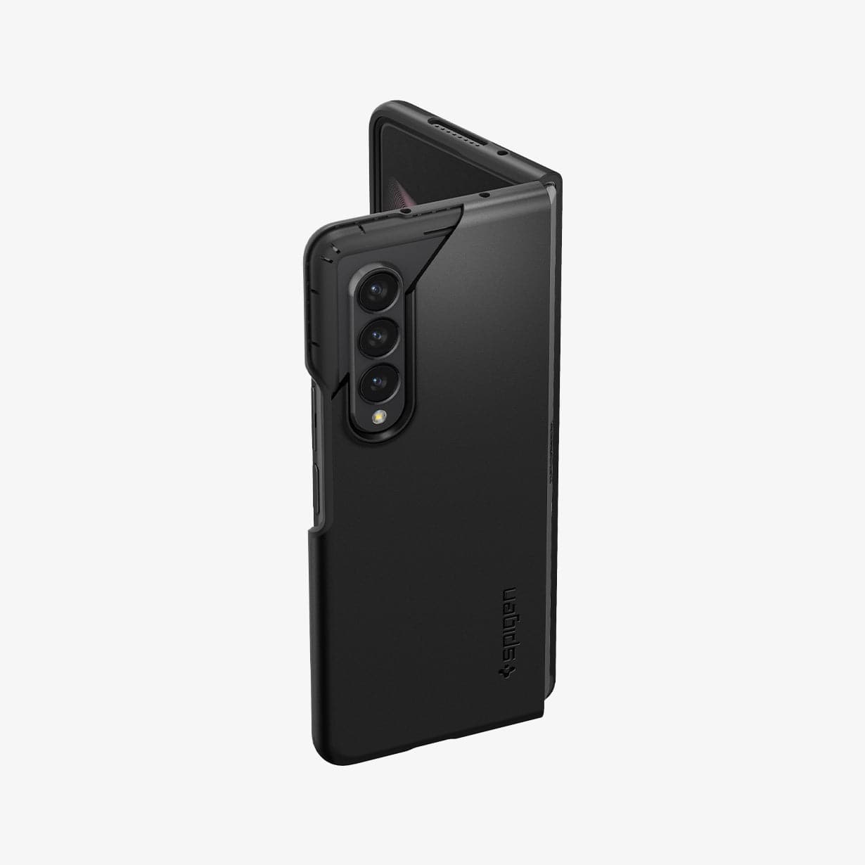 ACS03075 - Galaxy Z Fold 3 Case Thin Fit in black showing the back, top, and side edge