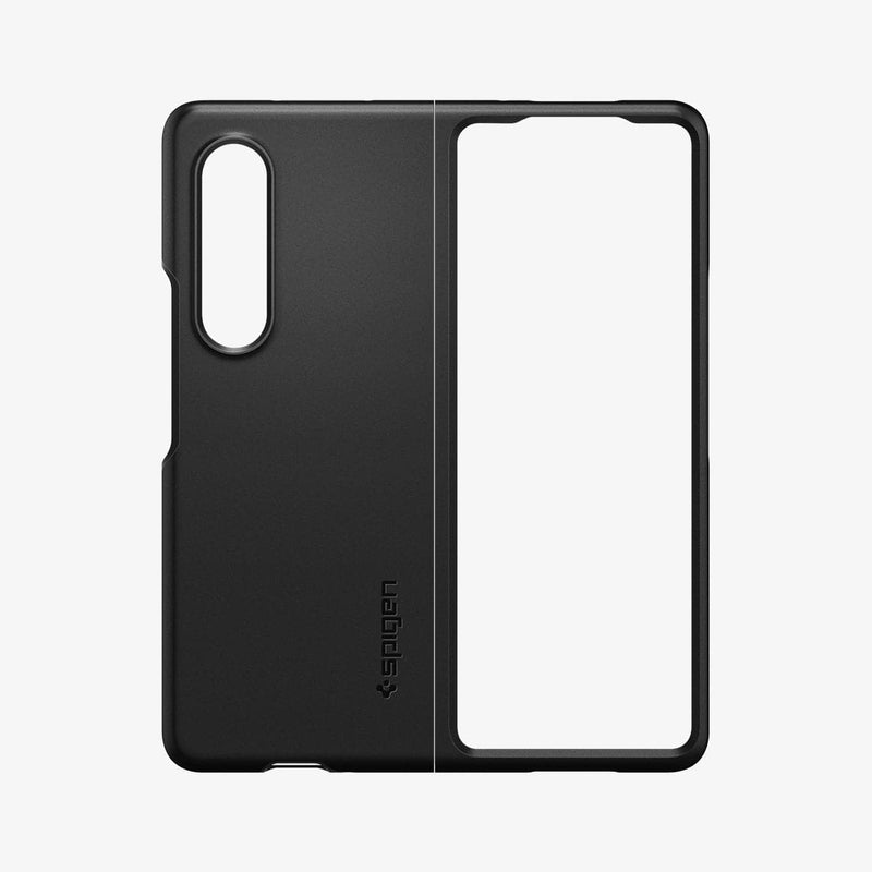 ACS03075 - Galaxy Z Fold 3 Case Thin Fit in black showing the front and back without device in case
