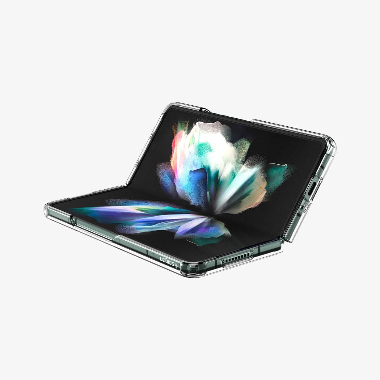 ACS02959 - Galaxy Z Fold 3 Case Ultra Hybrid in crystal clear showing the inside, side and bottom