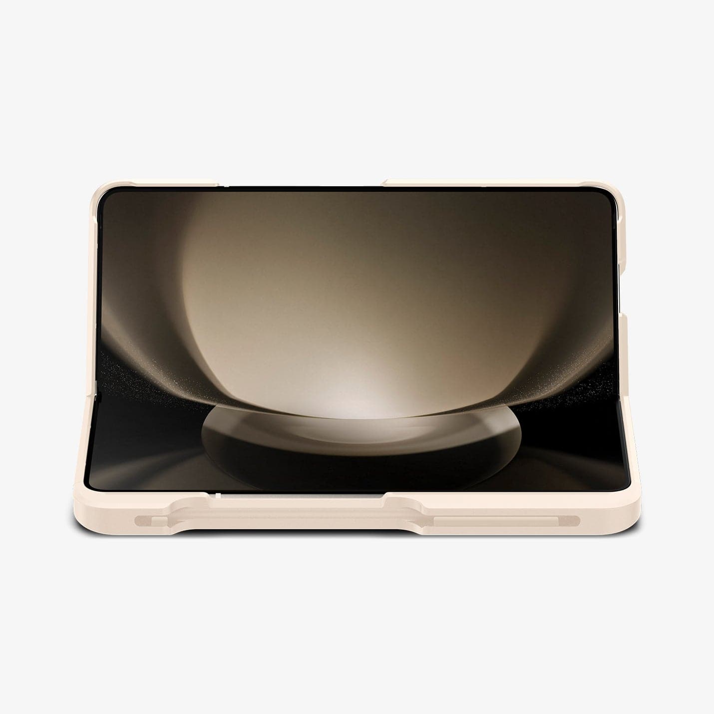 ACS06210 - Galaxy Z Fold 5 Case Thin Fit Pro in pearled ivory showing the front and side with device half open