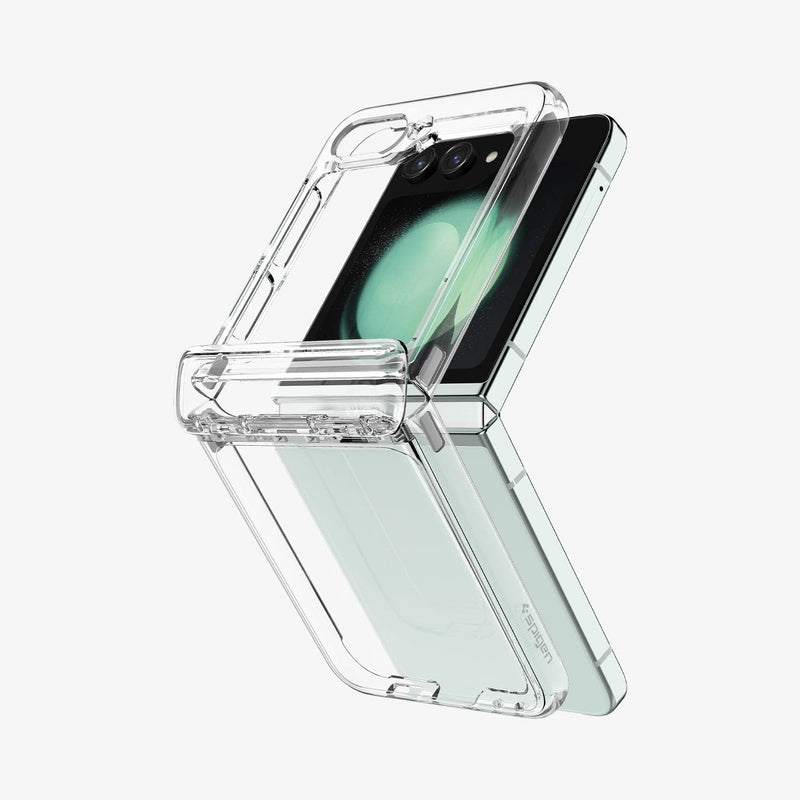 ACS06844 - Galaxy Z Flip 5 Case Thin Fit Pro in crystal clear showing the back with case hovering away from device