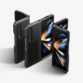 ACS05106 - Galaxy Z Fold 4 Case Neo Hybrid S in black showing 3 devices with all different angles of the front and back of device