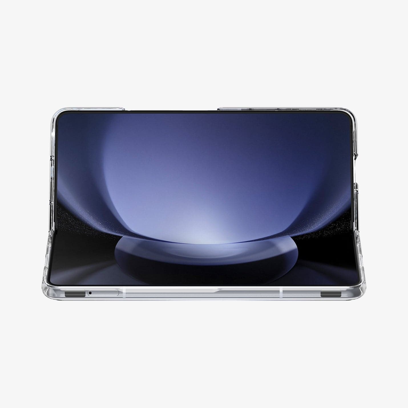 ACS06516 - Galaxy Z Fold 5 Case Thin Fit Pro in crystal clear showing the front and side with device half open