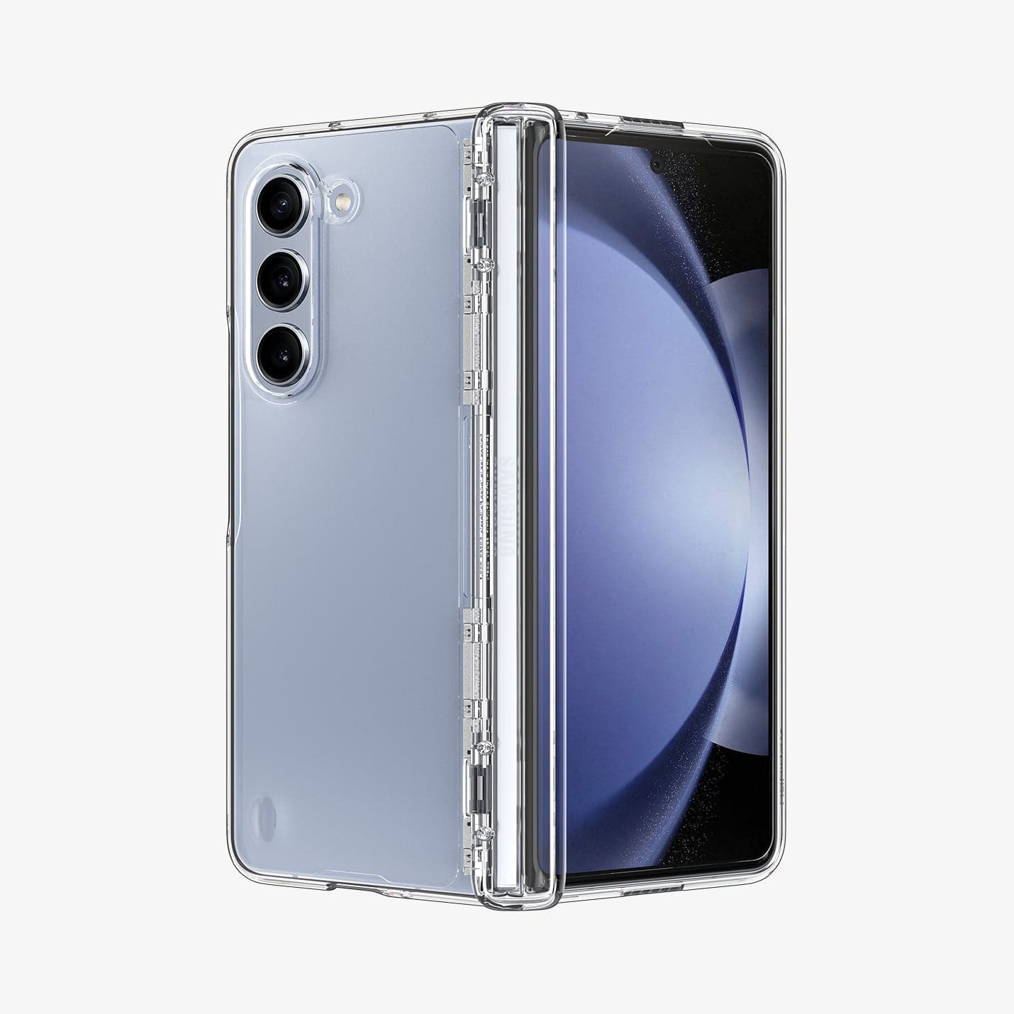 ACS06516 - Galaxy Z Fold 5 Case Thin Fit Pro in crystal clear showing the back, hinge and front