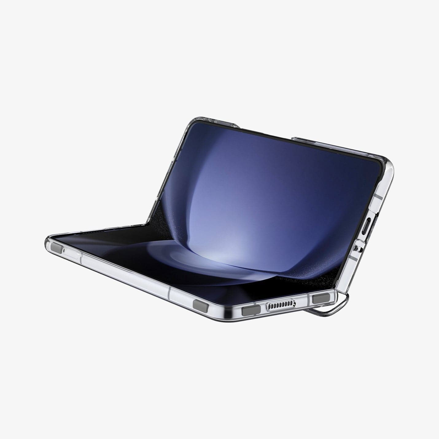 ACS06516 - Galaxy Z Fold 5 Case Thin Fit Pro in crystal clear showing the front with device half open