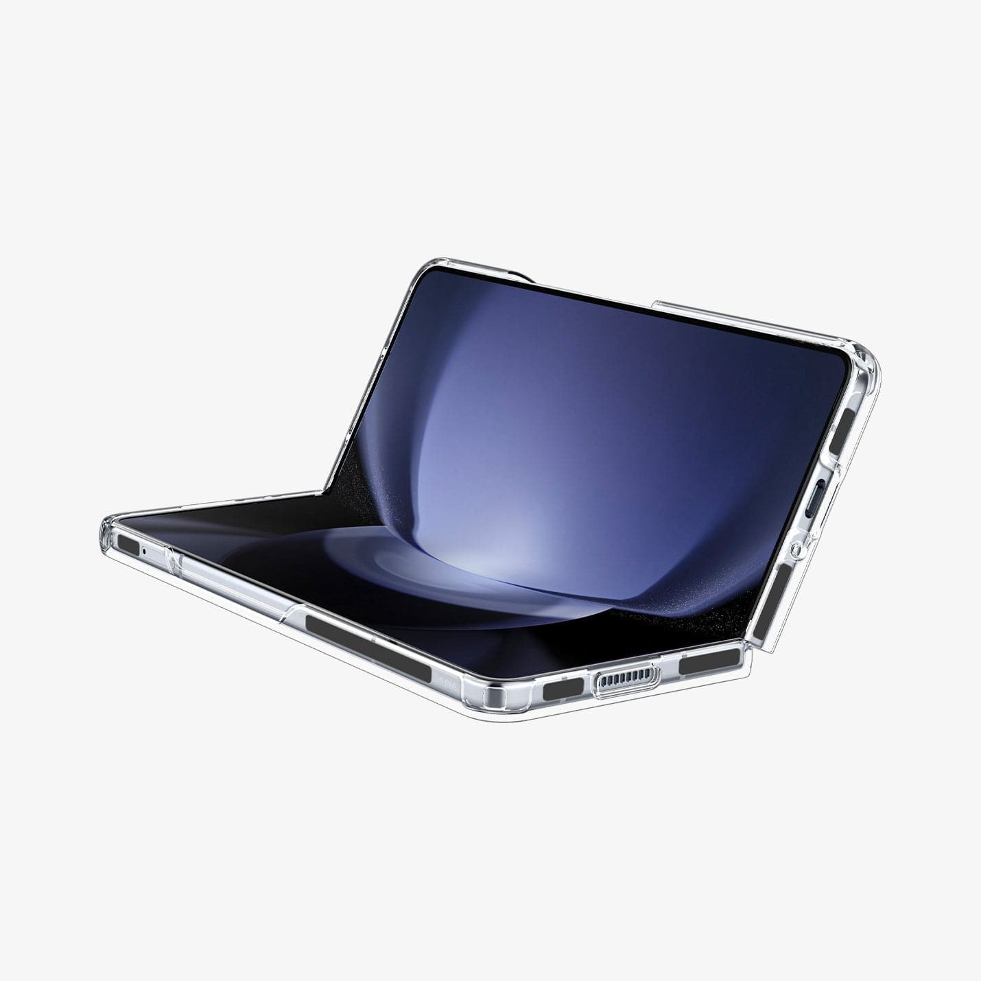 ACS06221 - Galaxy Z Fold 5 Case Ultra Hybrid in crystal clear showing the front with device half open