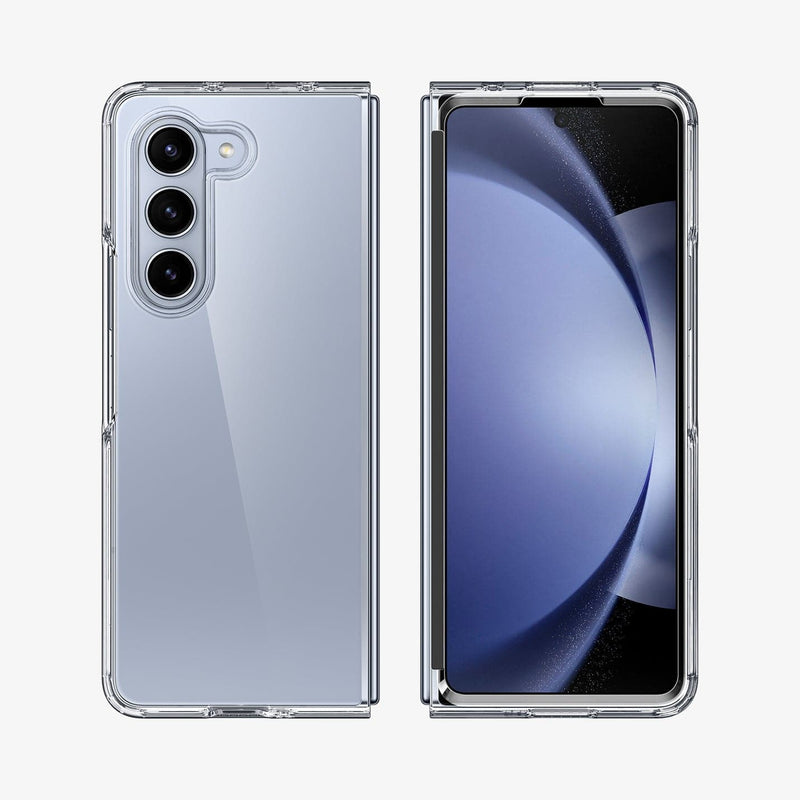 ACS06221 - Galaxy Z Fold 5 Case Ultra Hybrid in crystal clear showing the back and front with space in between