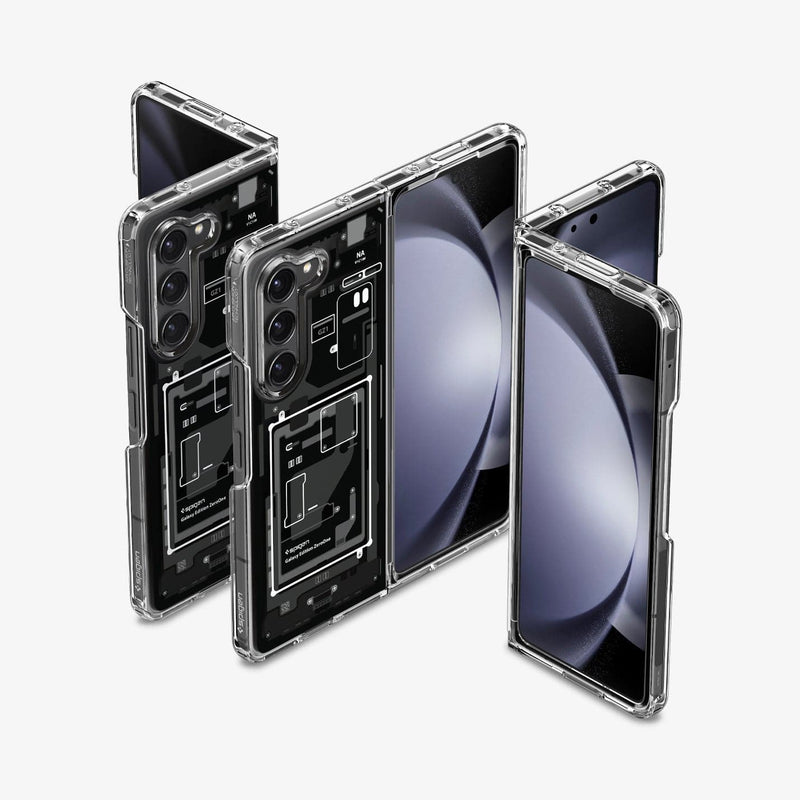 ACS06431 - Galaxy Z Fold 5 Case Ultra Hybrid Zero One showing the back and front of multiple devices