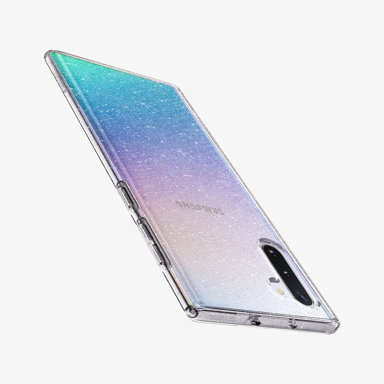 628CS27371 - Galaxy Note 10 Series Liquid Crystal Glitter Case in crystal quartz showing the back, side and top